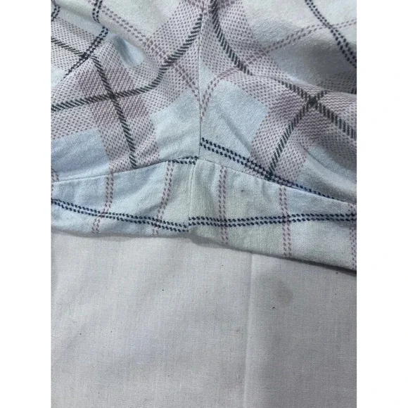 LLBean Long Sleeve Henley Pajama Set Top Pants Light Blue Plaid Cotton L PET - Picture 15 of 15